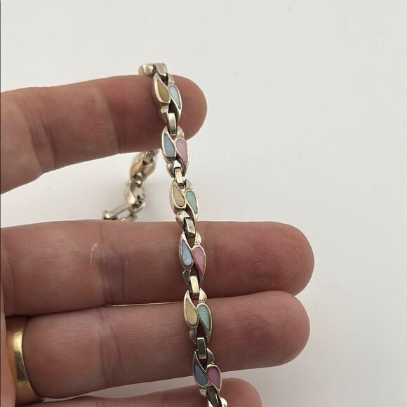 Elegant Sterling Silver 925 pastel Colors enamel Bracelet - Picture 2 of 3
